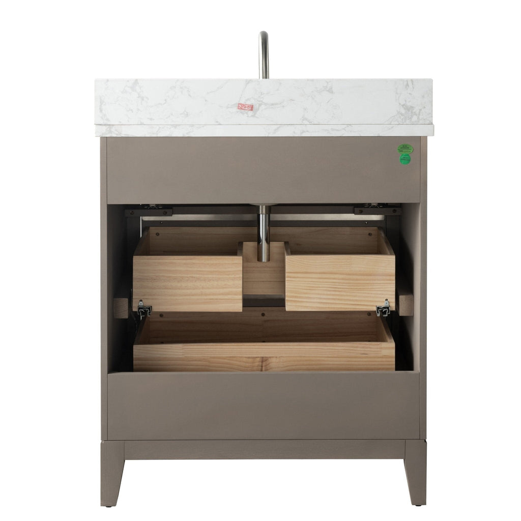 Meuble-lavabo de salle de bain Vanity Art avec lavabo en céramique et plateau en marbre reconstitué