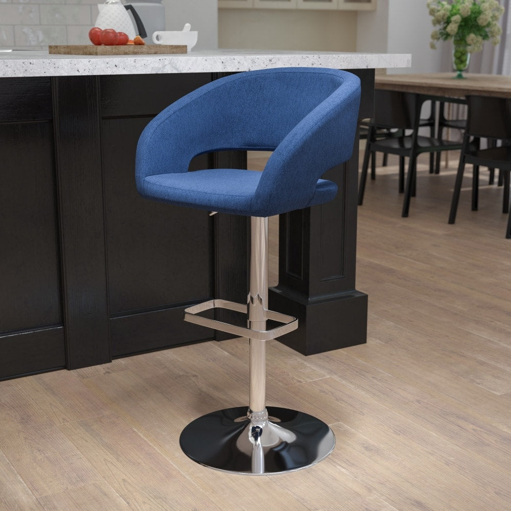 Tabouret de bar moderne rembourré à hauteur réglable avec dossier arrondi