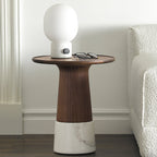 Verona Marble Walnut Side Table