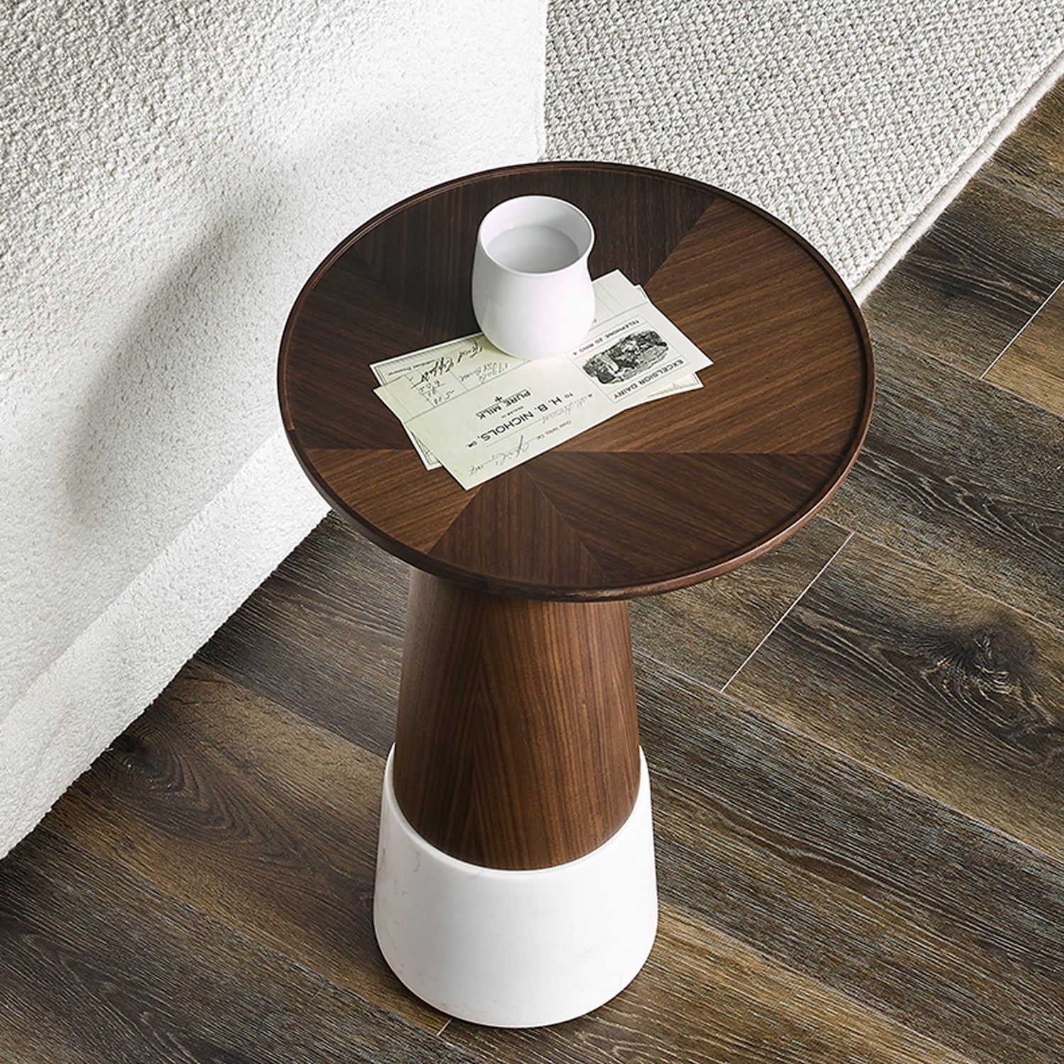 Verona Marble Walnut Side Table