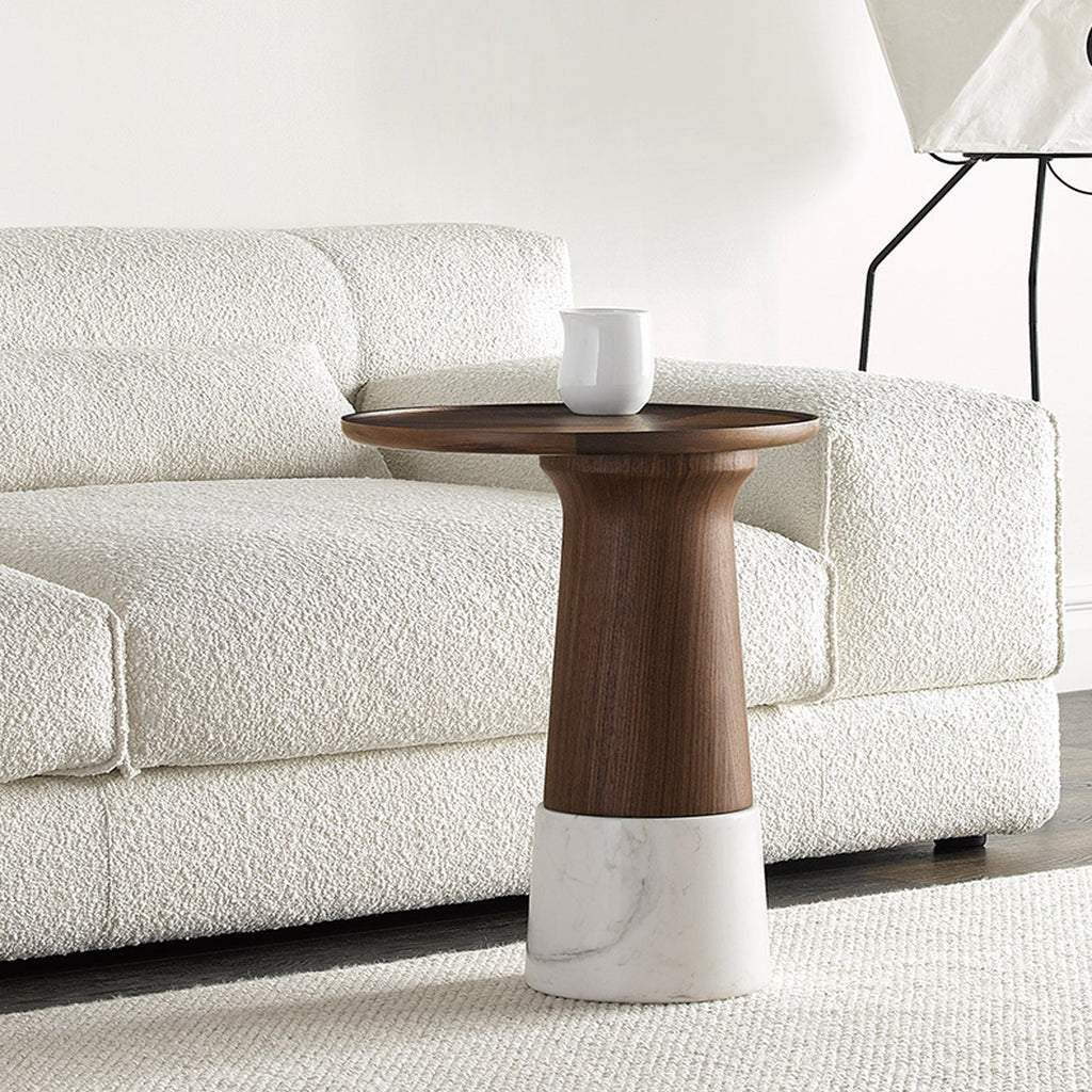 Verona Marble Walnut Side Table