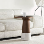 Verona Marble Walnut Side Table