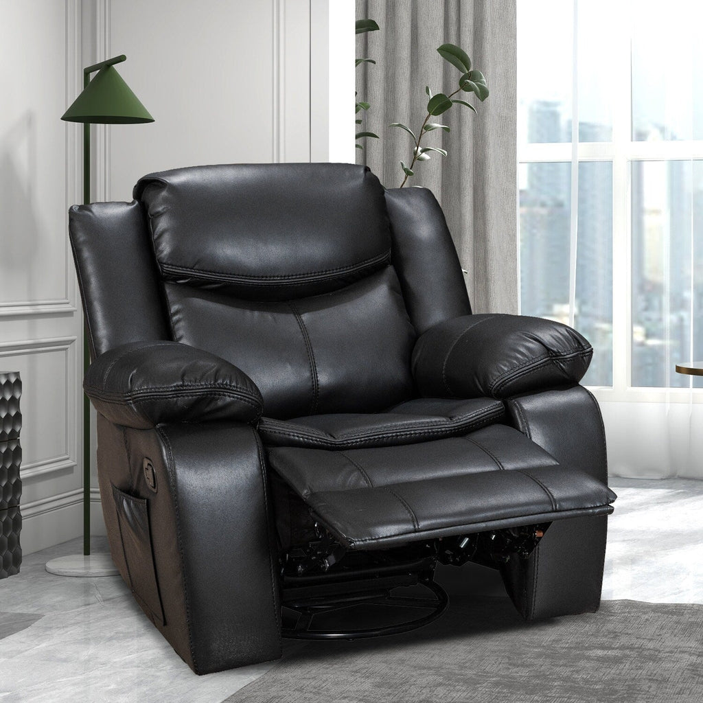 Fauteuil inclinable chauffant et massant en cuir durable à siège large