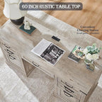 Bureau exécutif Farmhouse 60, bureau en bois pour la maison, bureau d'ordinateur