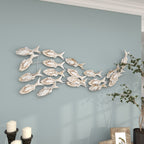 Décoration murale en bois faite main, motif poisson nageur, effet vieilli marron - Blanc - Roche River Decor