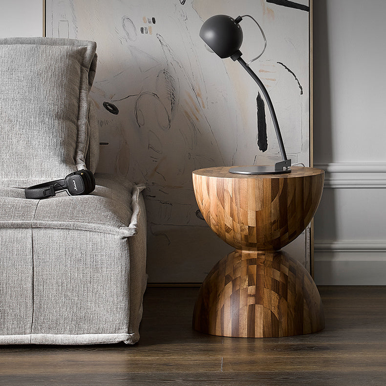 Sculptural Oak & Walnut Side Table