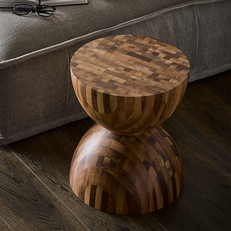 Sculptural Oak & Walnut Side Table