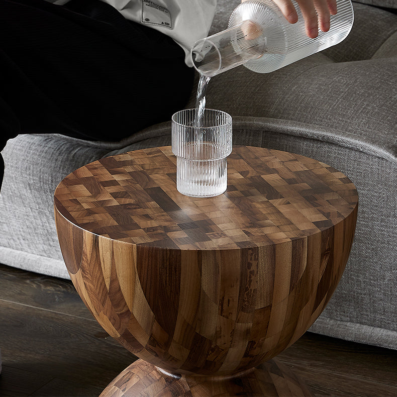 Sculptural Oak & Walnut Side Table