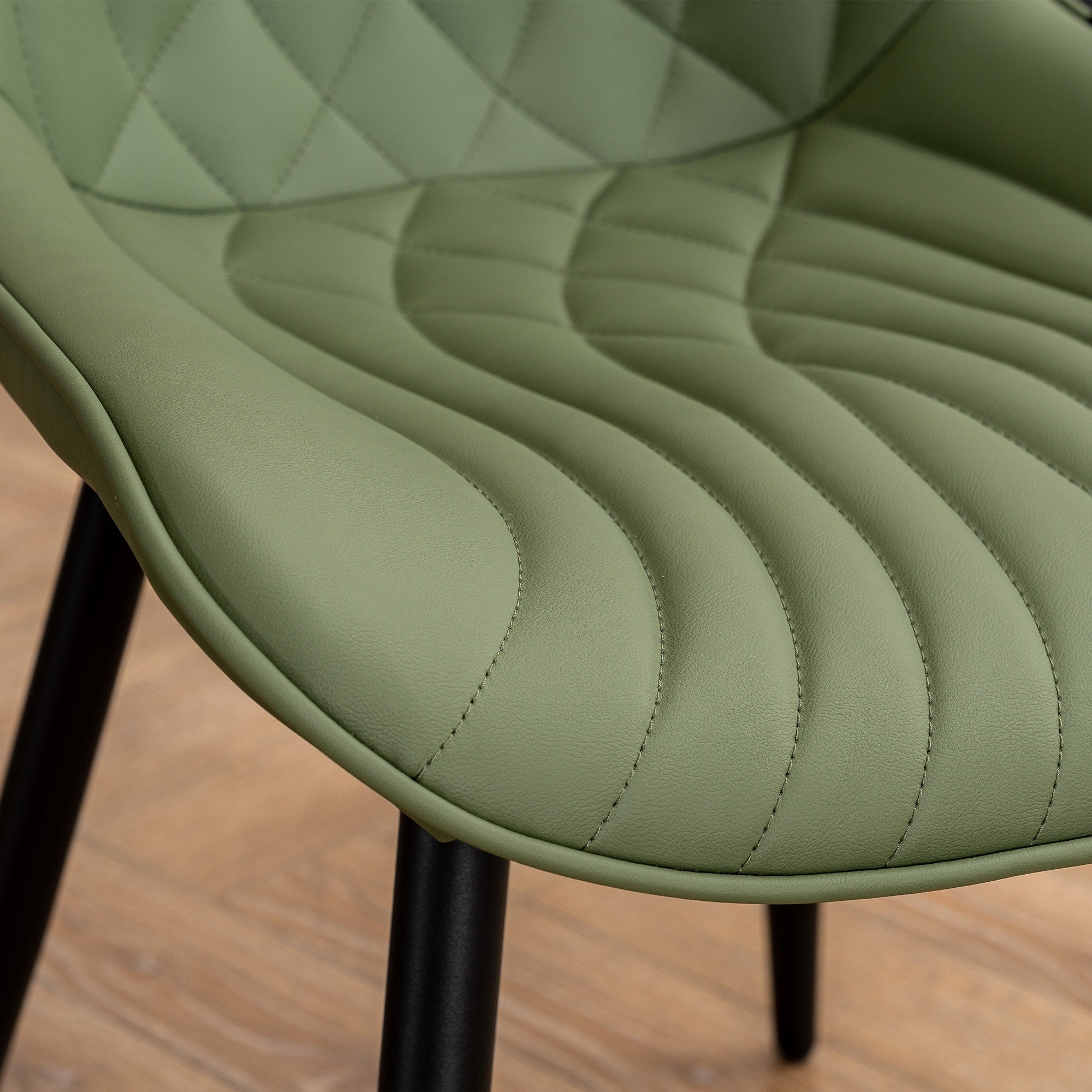 Lot de 2 chaises de salle à manger modernes en cuir rembourré sans accoudoirs