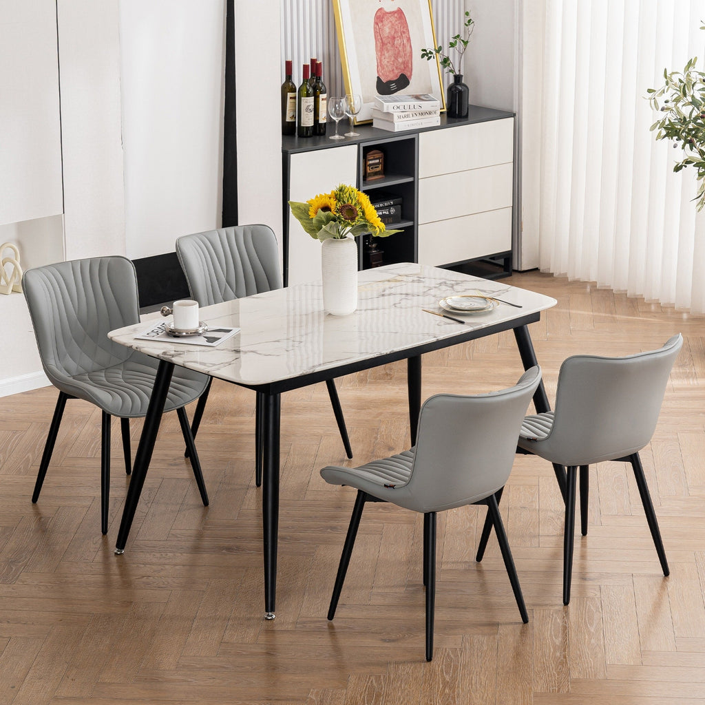 Lot de 2 chaises de salle à manger modernes en cuir rembourré sans accoudoirs