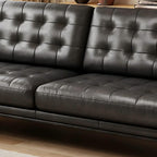 Espresso Tufted Leather Sofa