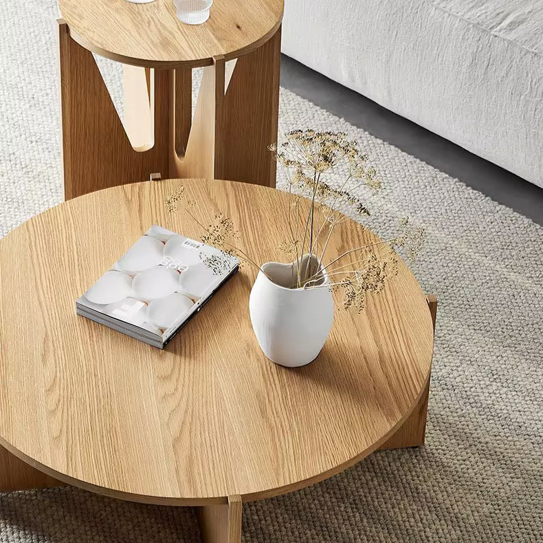 Vivid Oak Round Accent Side Table
