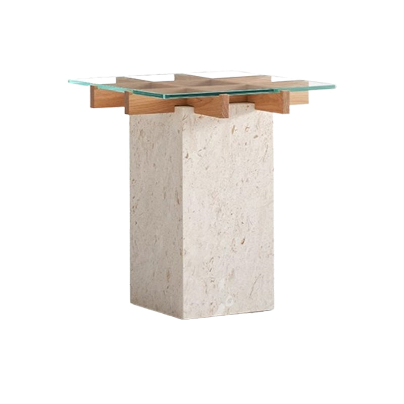 Lattice Glass Marble Side Table