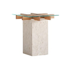 Lattice Glass Marble Side Table