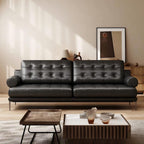 Espresso Tufted Leather Sofa