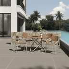 Chloe Outdoor 4-Person Patio Dining Set with Round Teak-Top Table