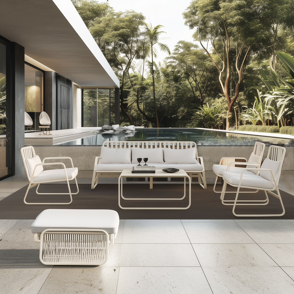 Mykonos Aluminum Outdoor Patio Conversation Set with Cushions