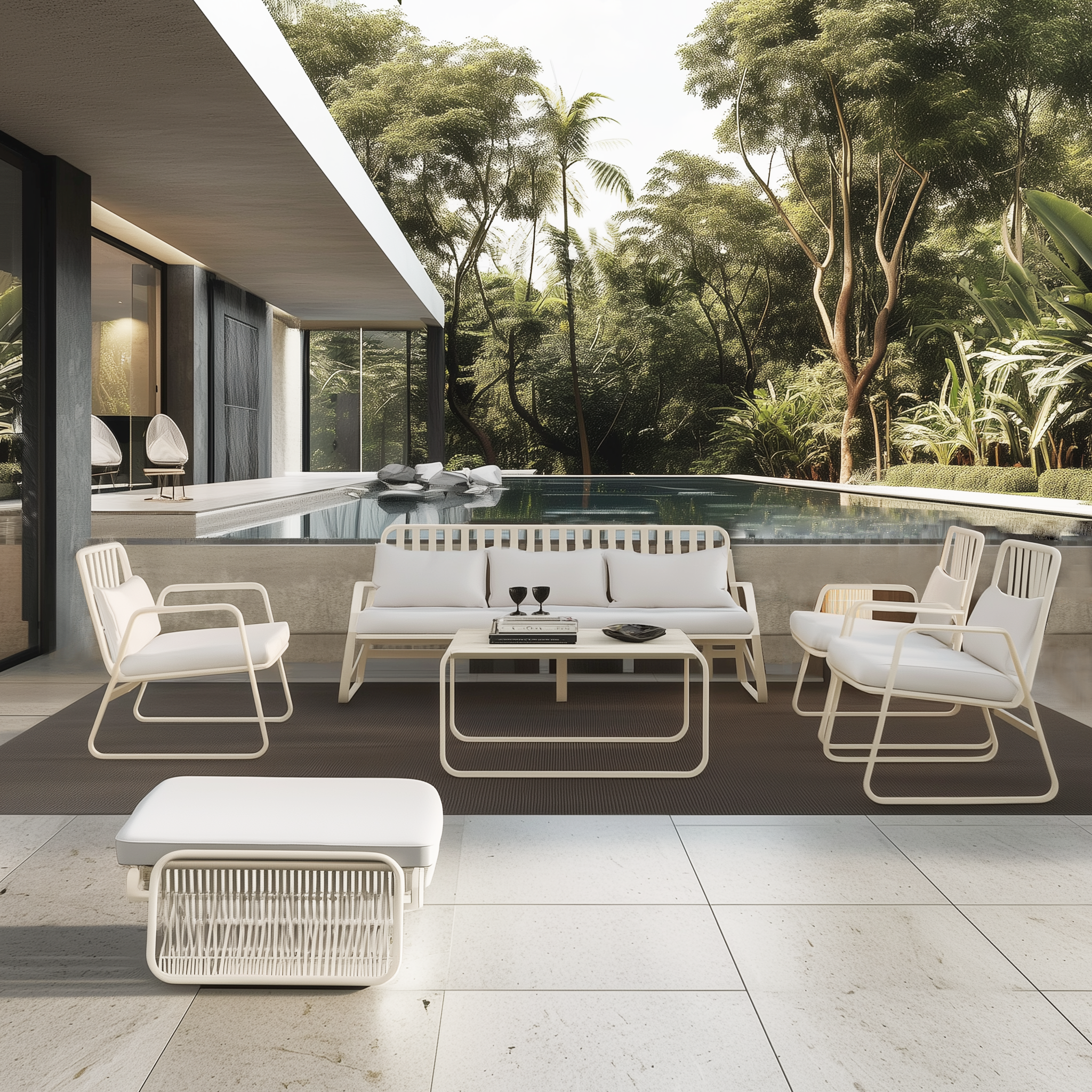 Mykonos Aluminum Outdoor Patio Conversation Set with Cushions