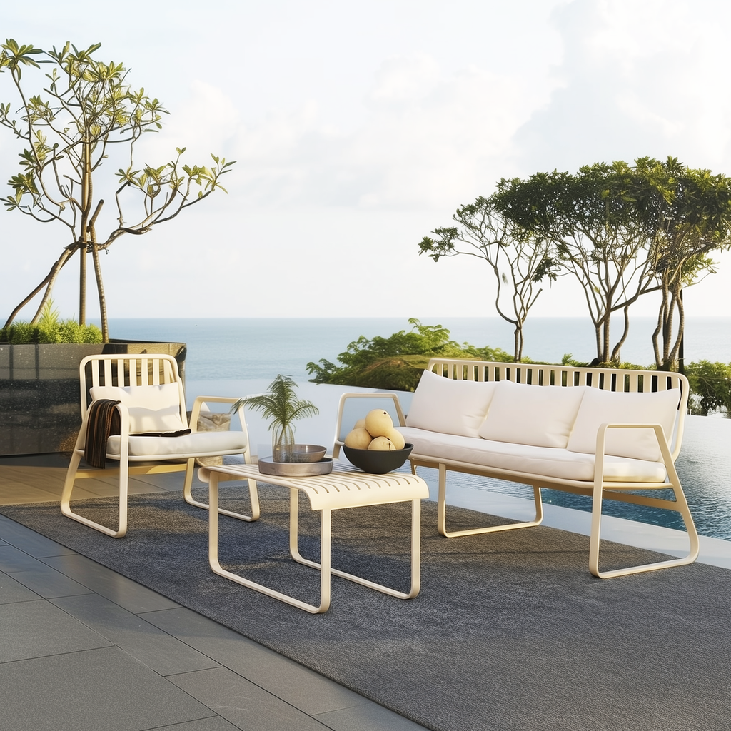 Mykonos Aluminum Outdoor Patio Conversation Set with Cushions