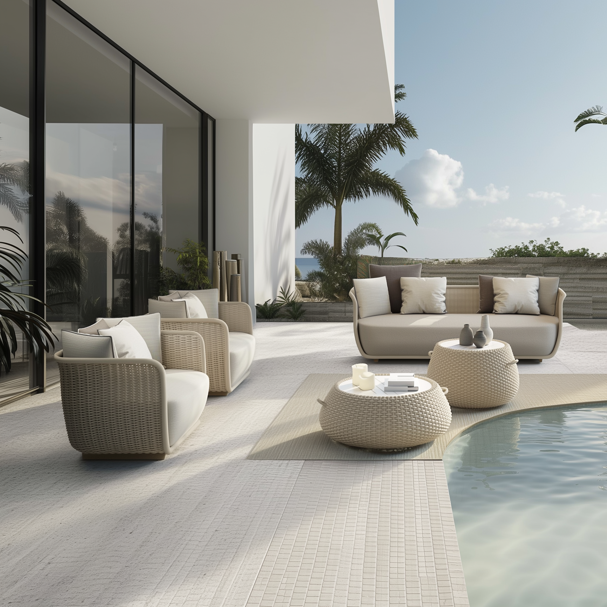 Laguna Outdoor Wicker Sofa Set with Cushions