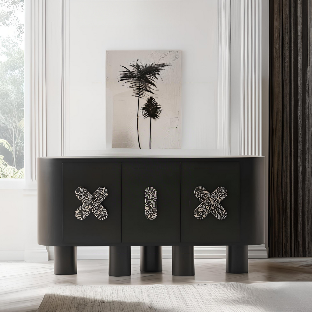 Cross & Line Black Sideboard Cabinet