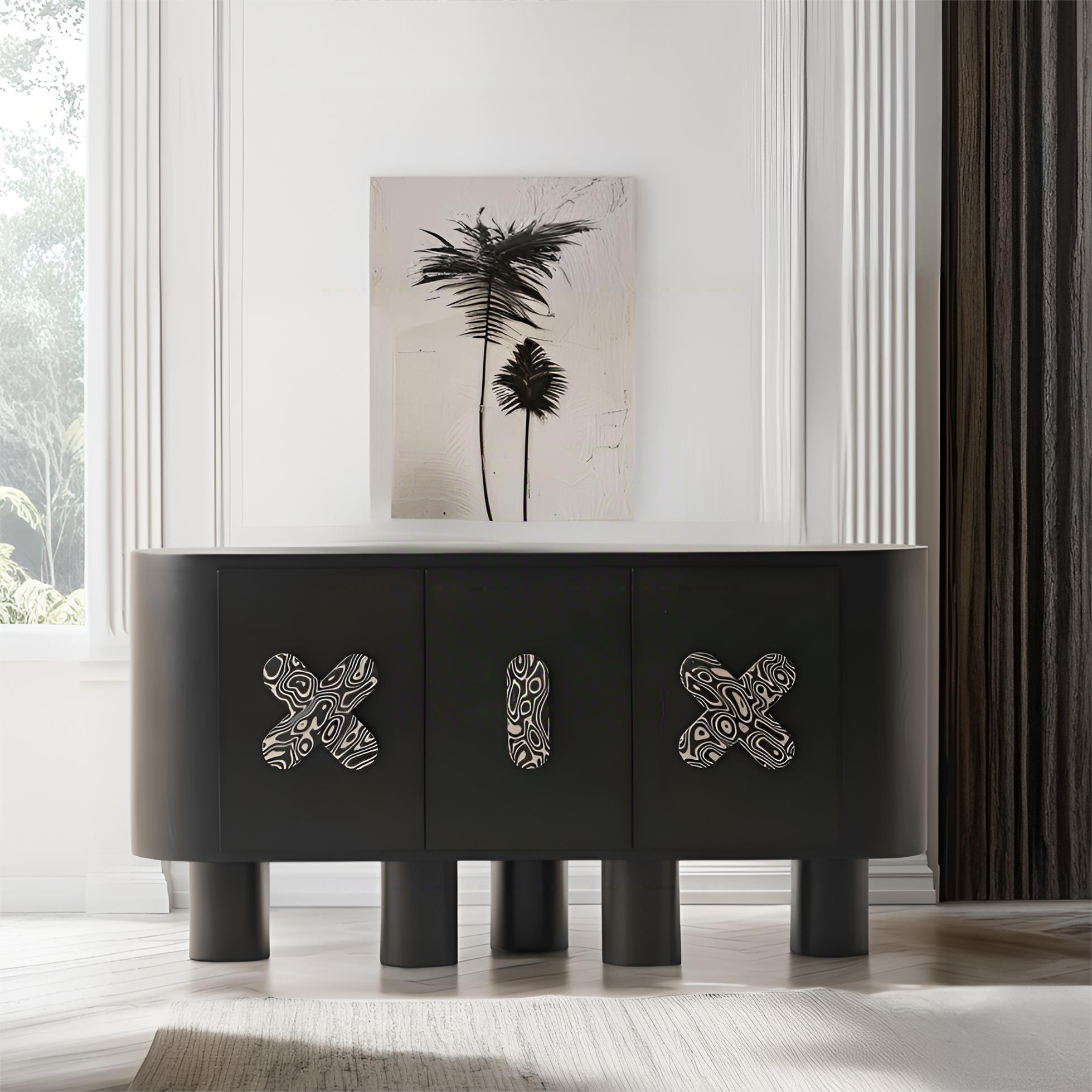 Cross & Line Black Sideboard Cabinet