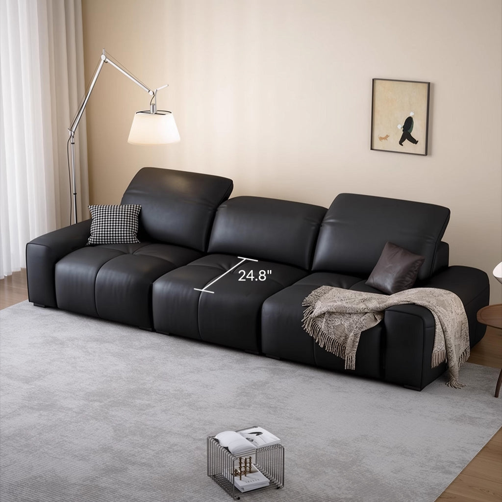 Nero Black Recliner Leather Lounge Sofa