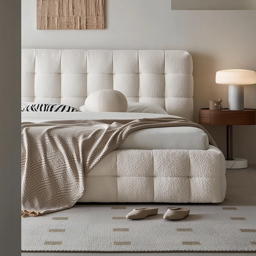 Cream Puff Boucle Bed