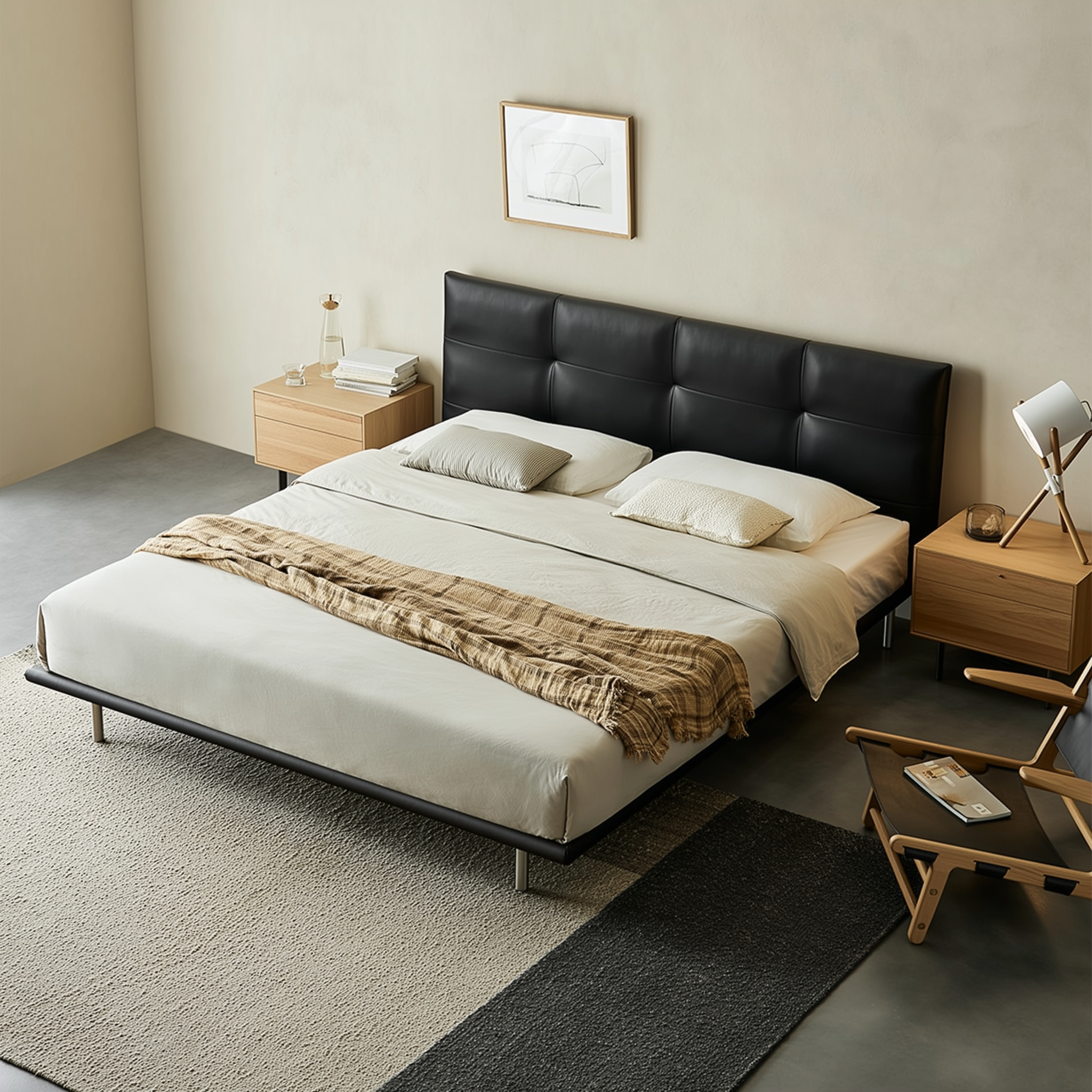 Toffee Brick Leather Bed