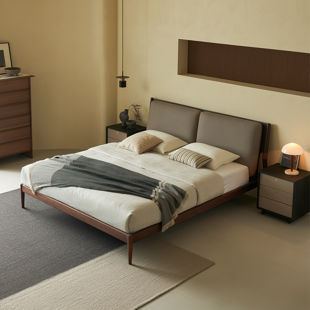 Truffle Cream Leather Bed