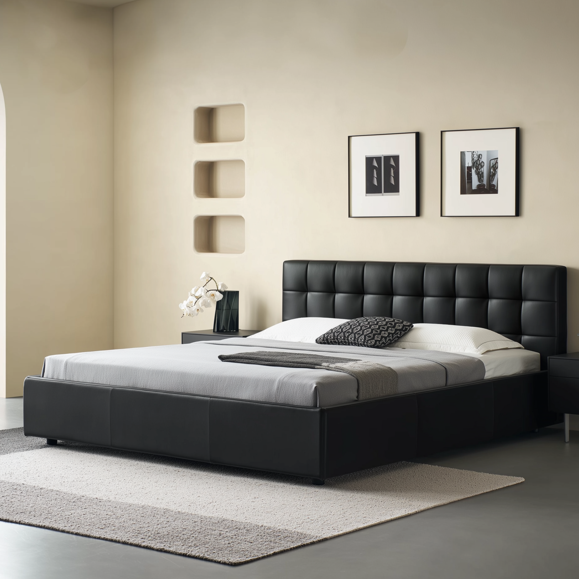 Sugar Cube Leather Bed