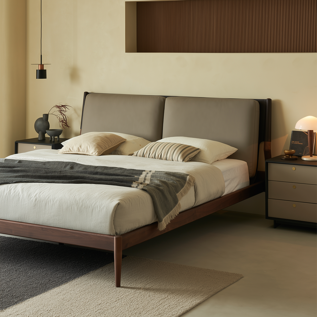 Truffle Cream Leather Bed