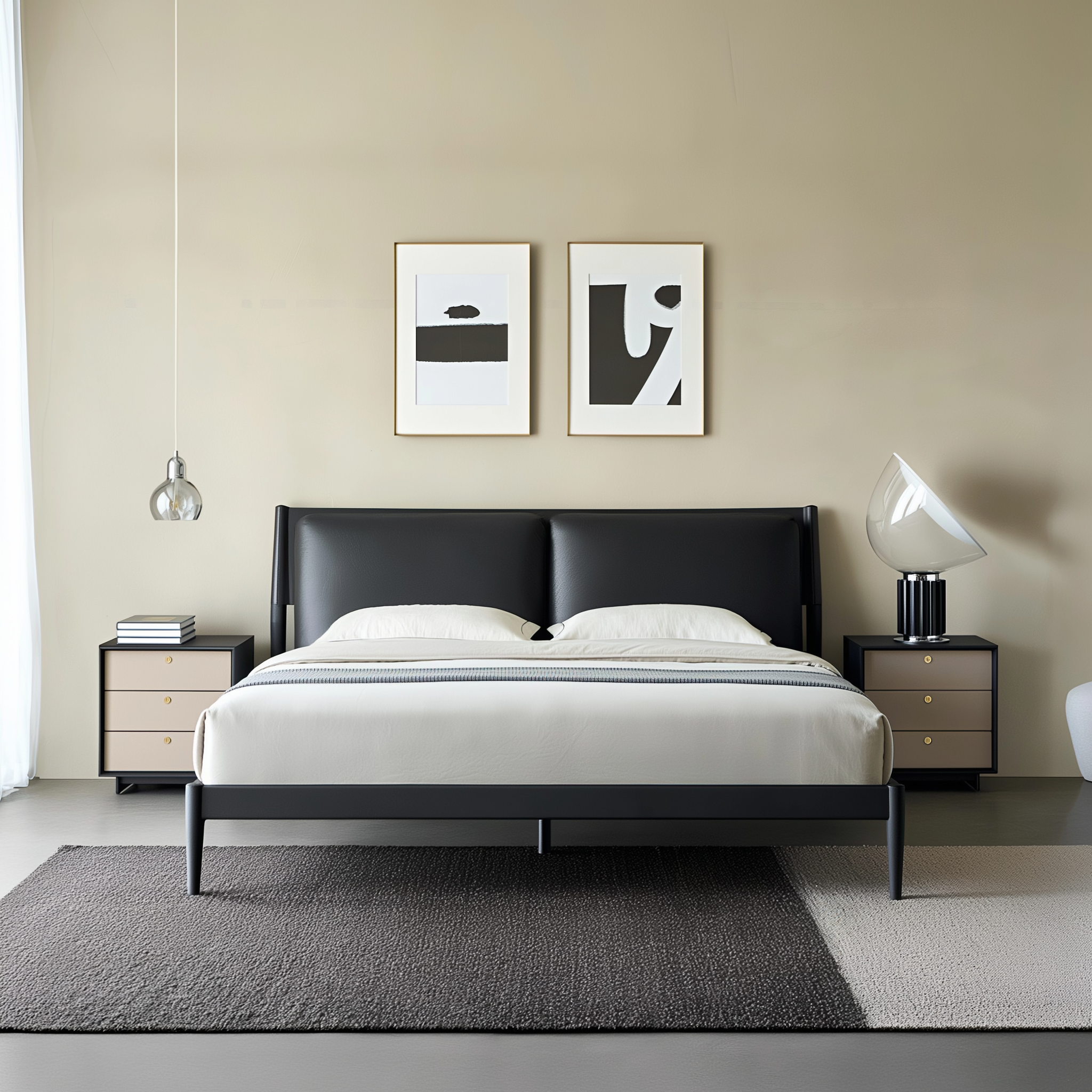 Truffle Cream Leather Bed