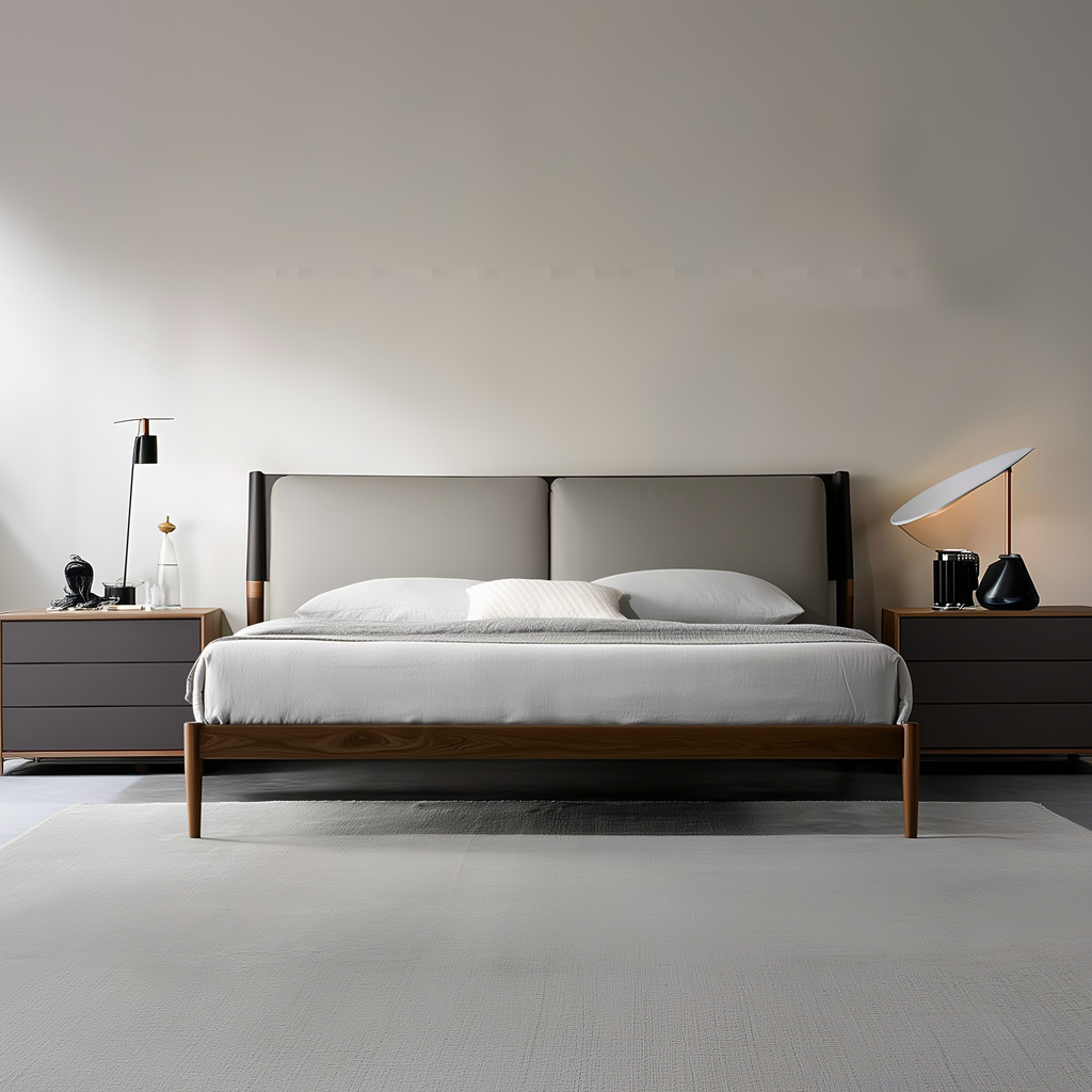 Truffle Cream Leather Bed