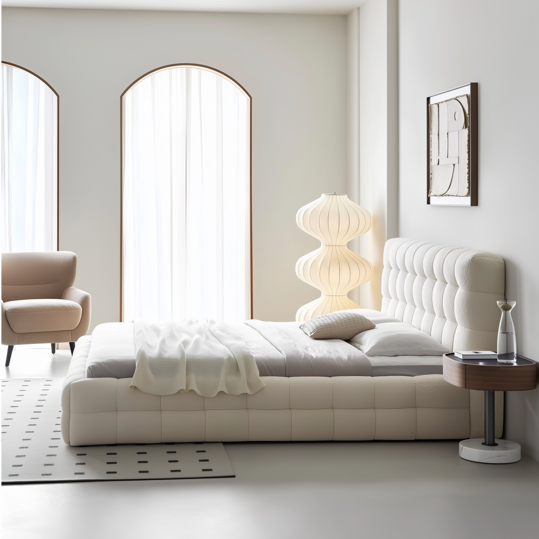 Cream Puff Boucle Bed