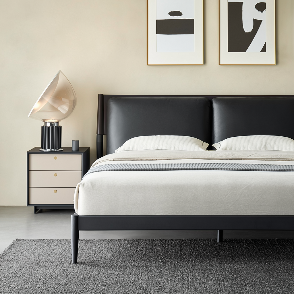 Truffle Cream Leather Bed