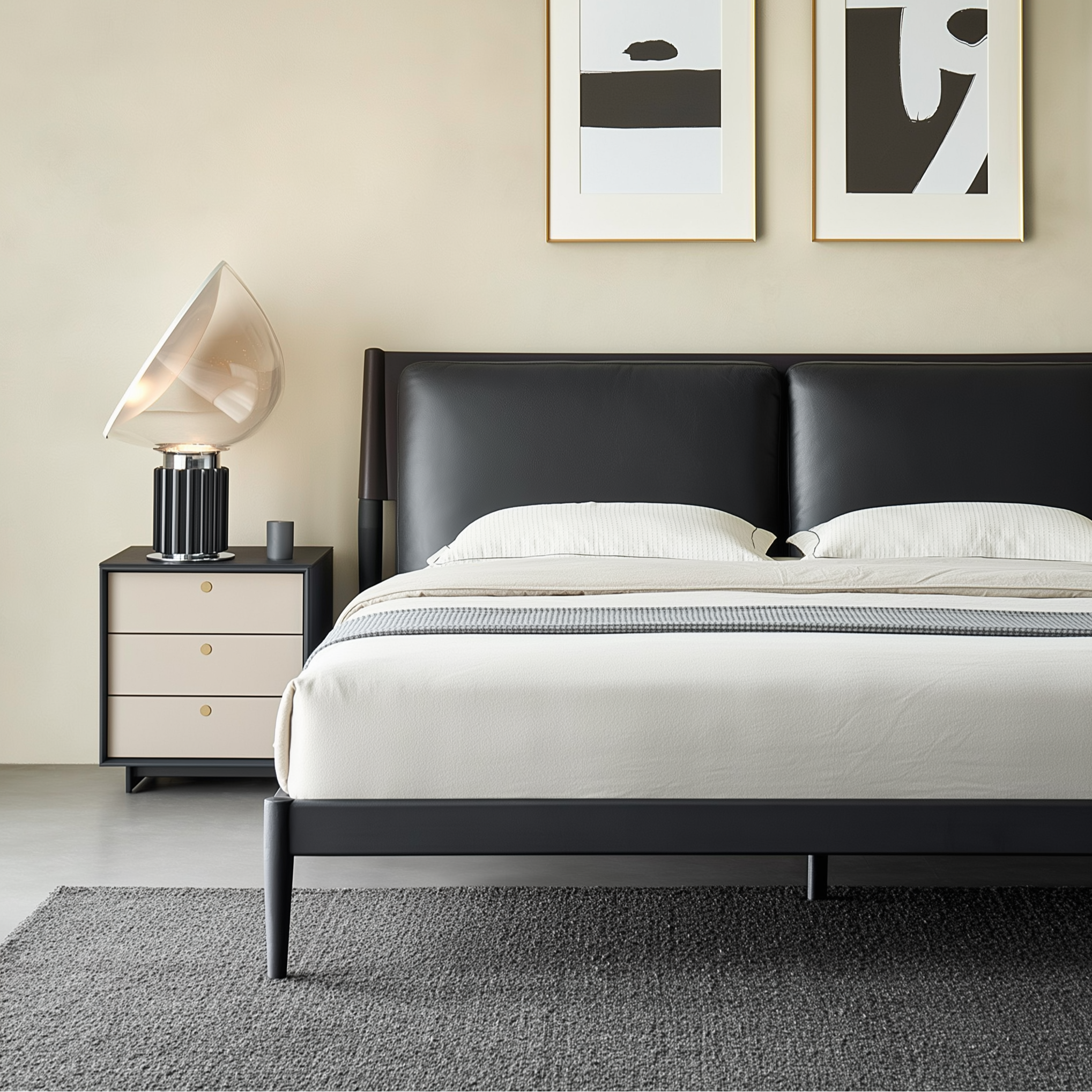 Truffle Cream Leather Bed