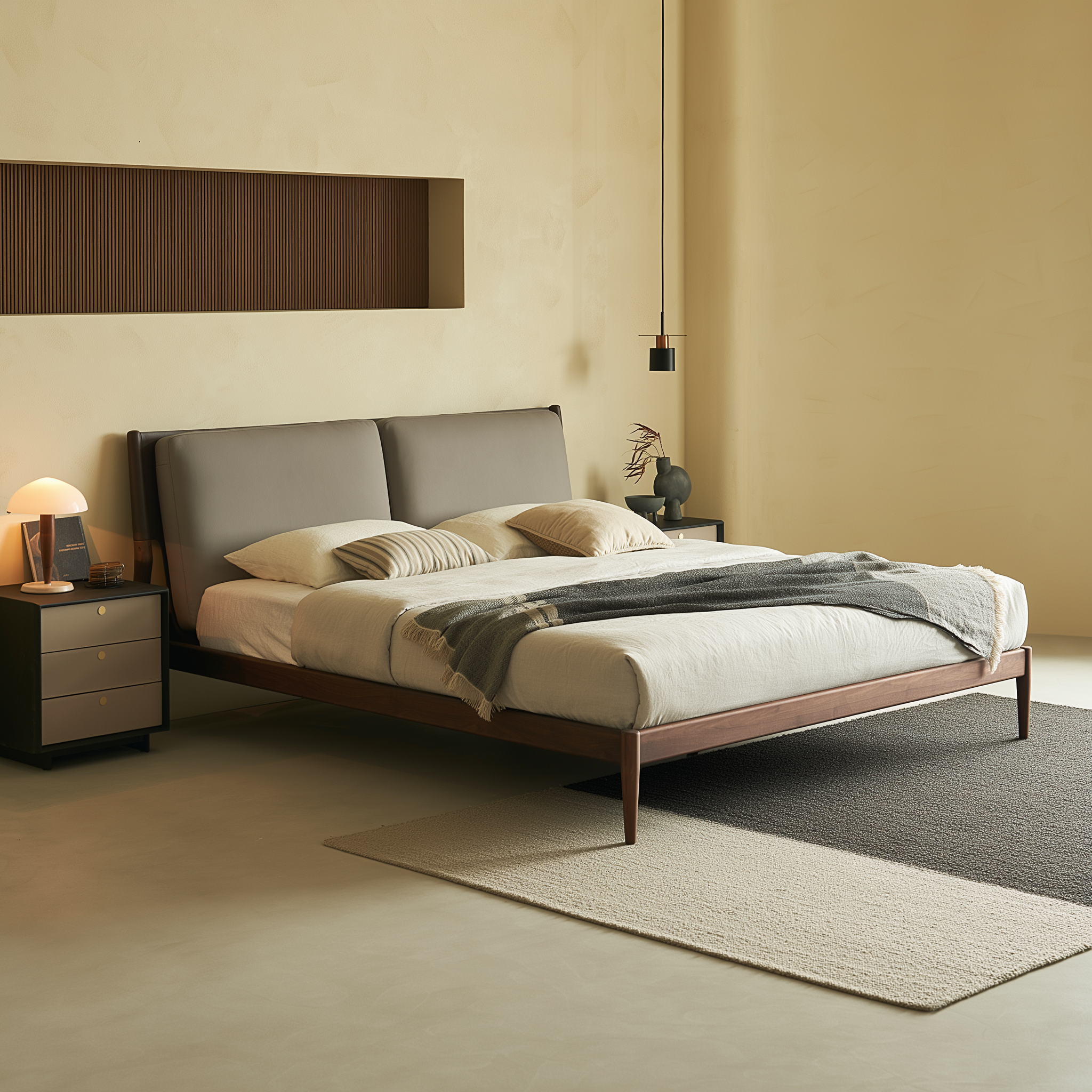 Truffle Cream Leather Bed