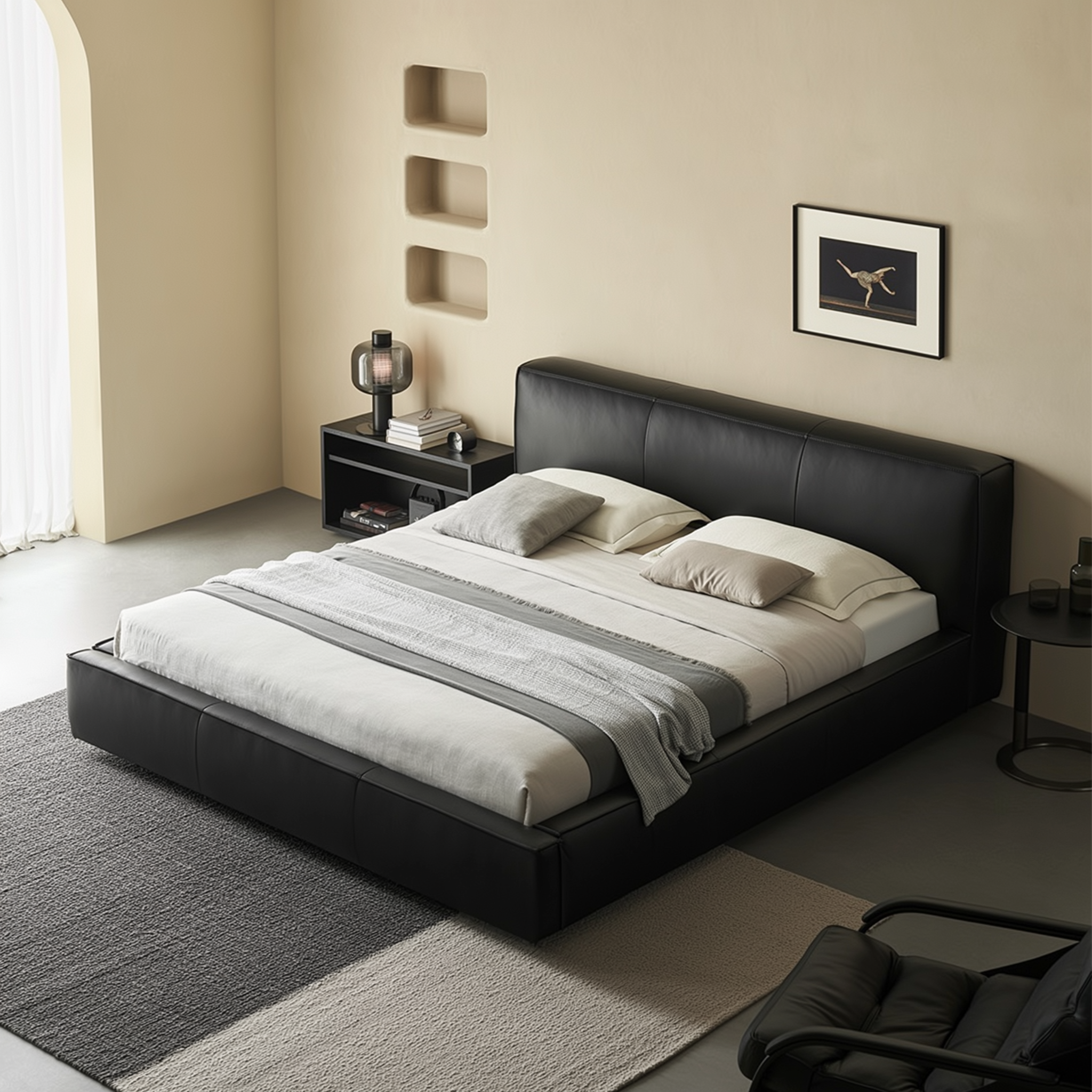 Cinnamon Leather Bed