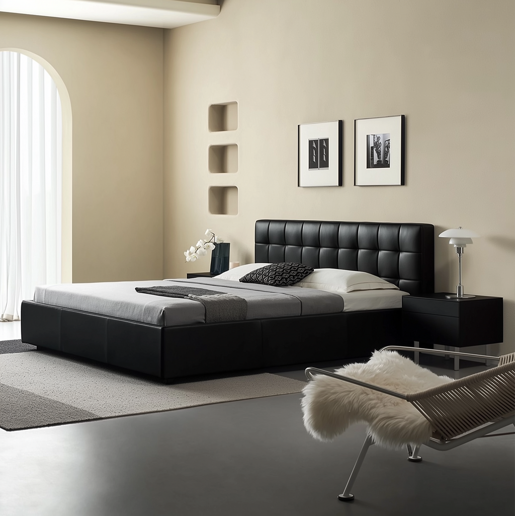 Sugar Cube Leather Bed