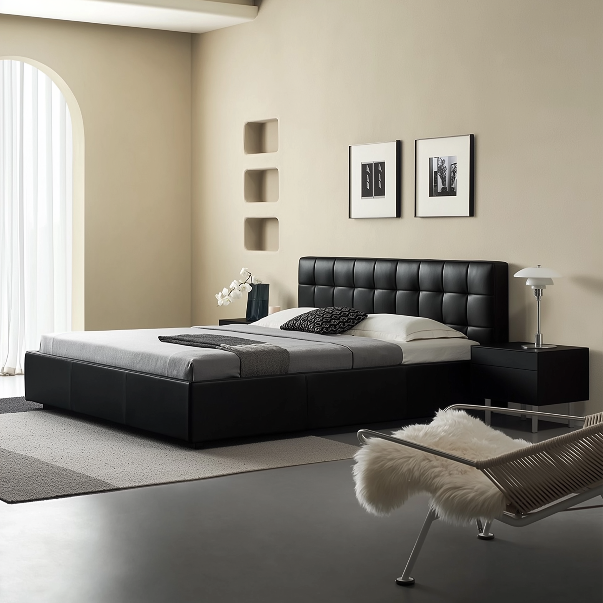 Sugar Cube Leather Bed