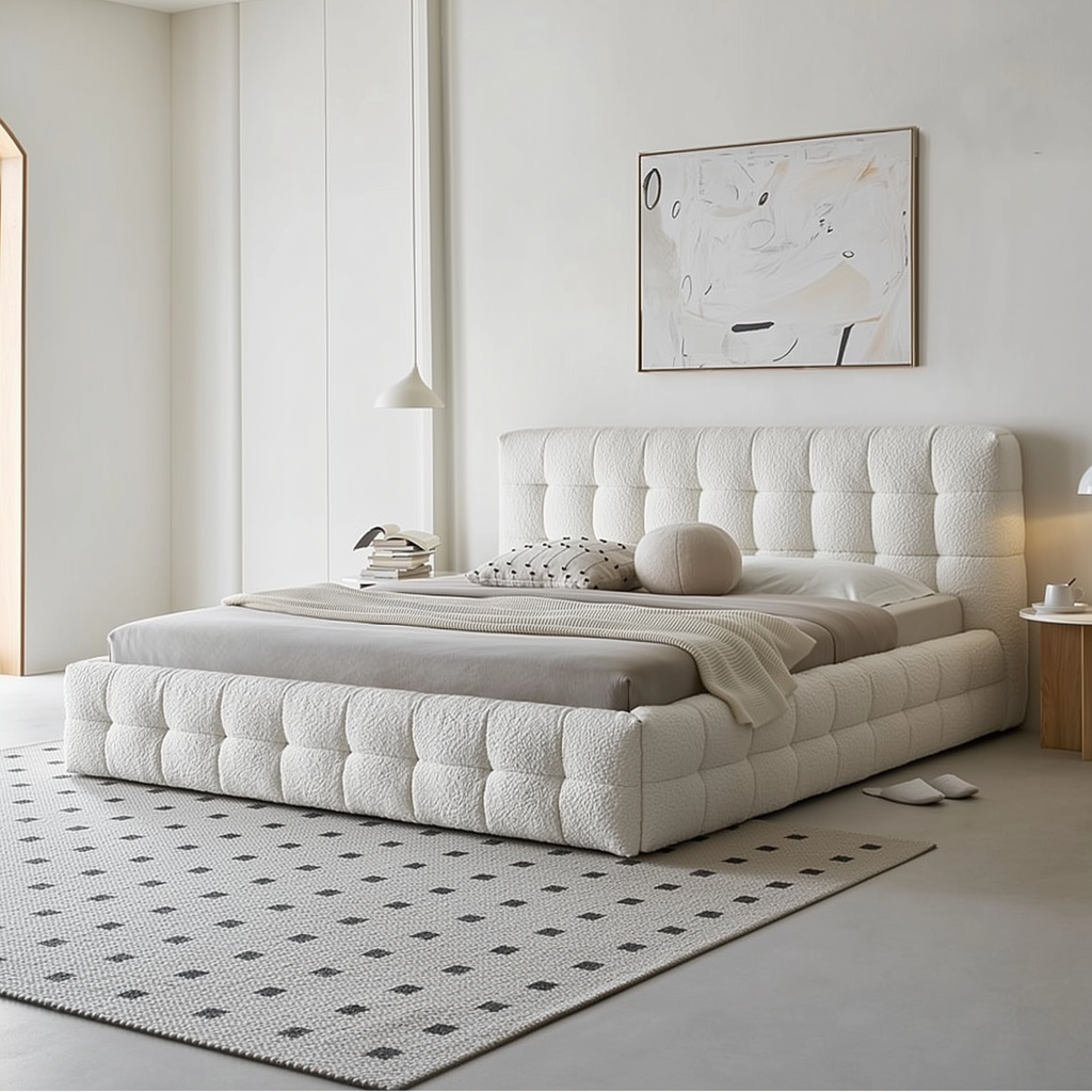 Cream Puff Boucle Bed