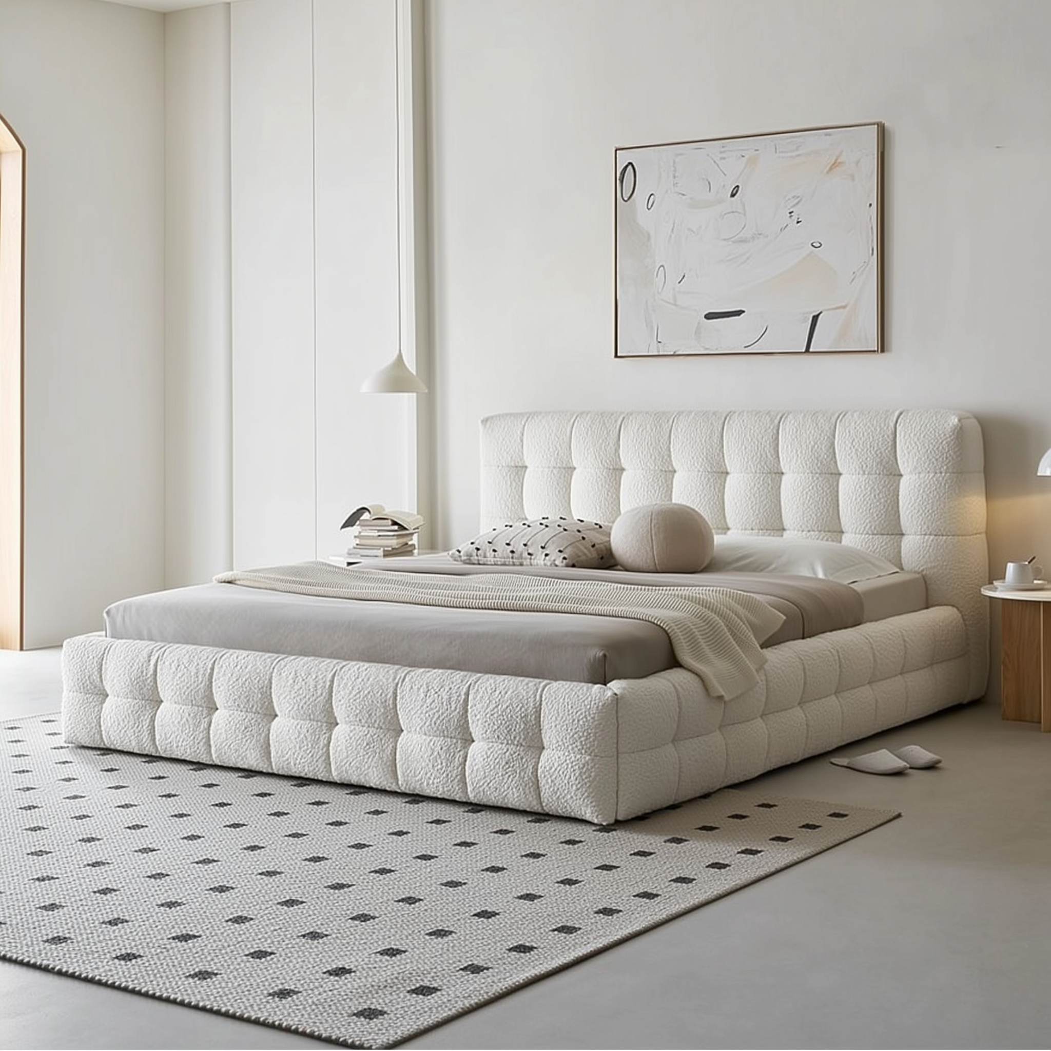 Cream Puff Boucle Bed