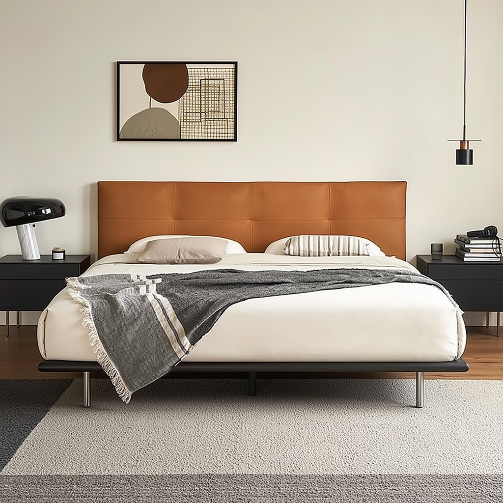 Toffee Brick Leather Bed