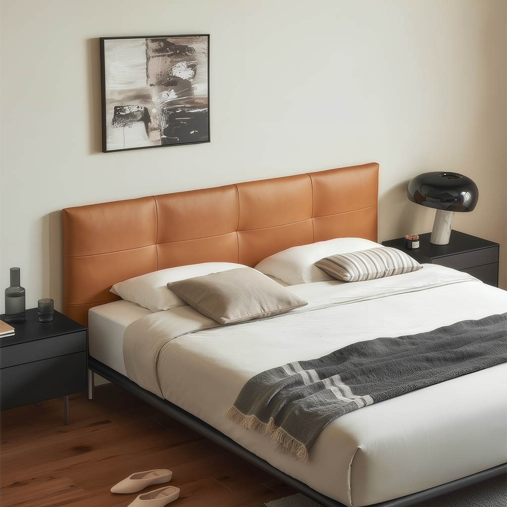 Toffee Brick Leather Bed