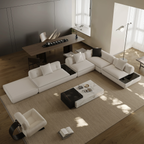 Silver Moon Boucle L-Shaped Sectional Sofa