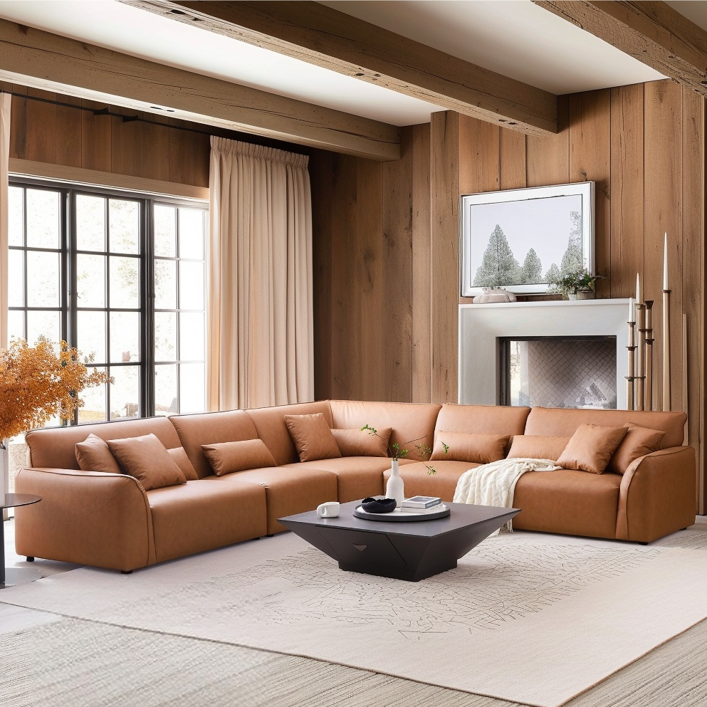 Milano Moda Minimalist Brown Corner Sofa