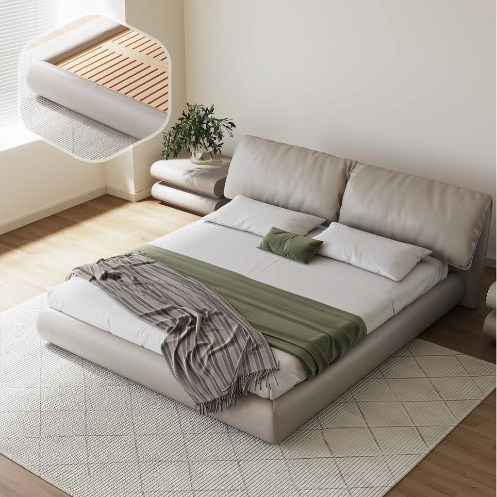 Butter Puff Leather Bed