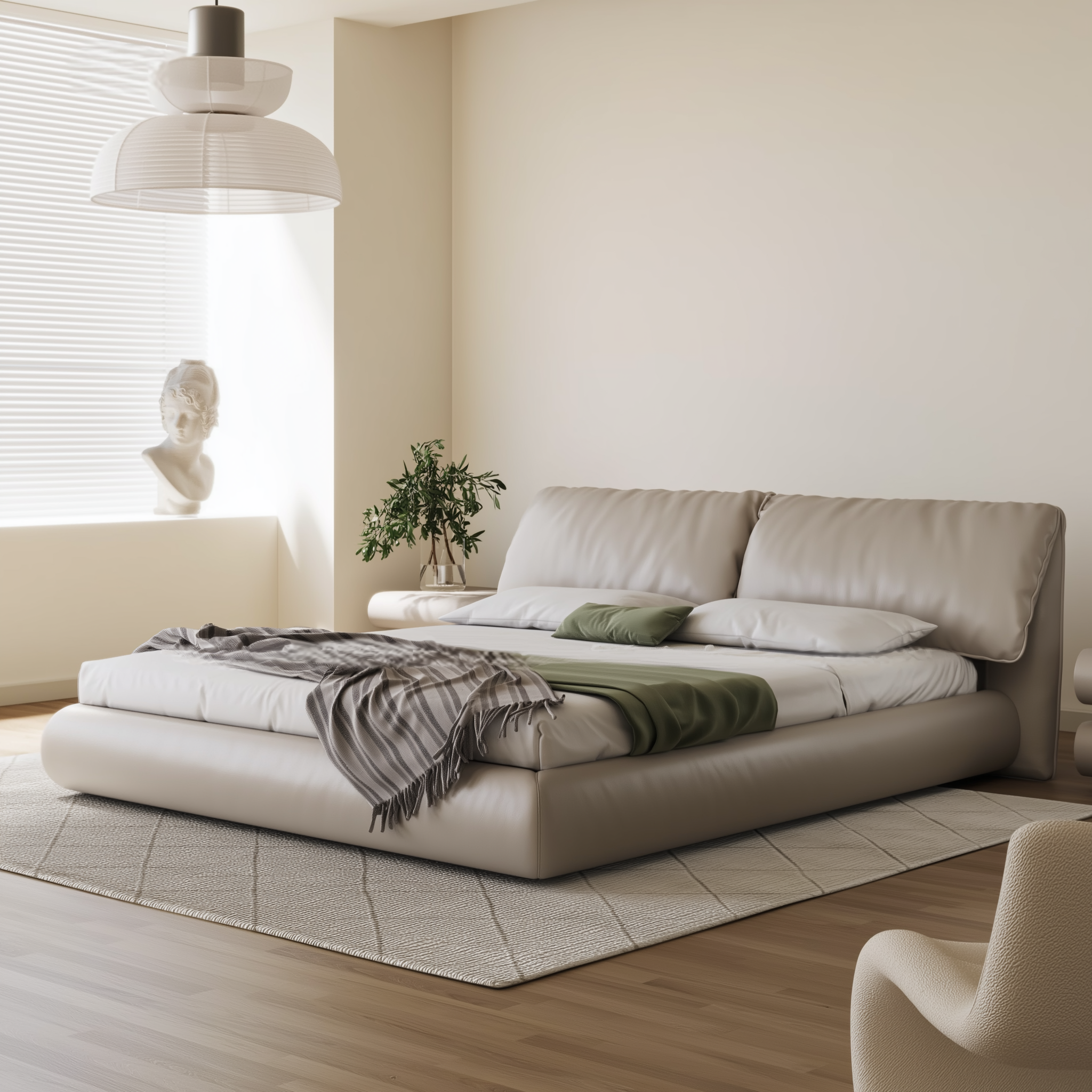 Butter Puff Leather Bed