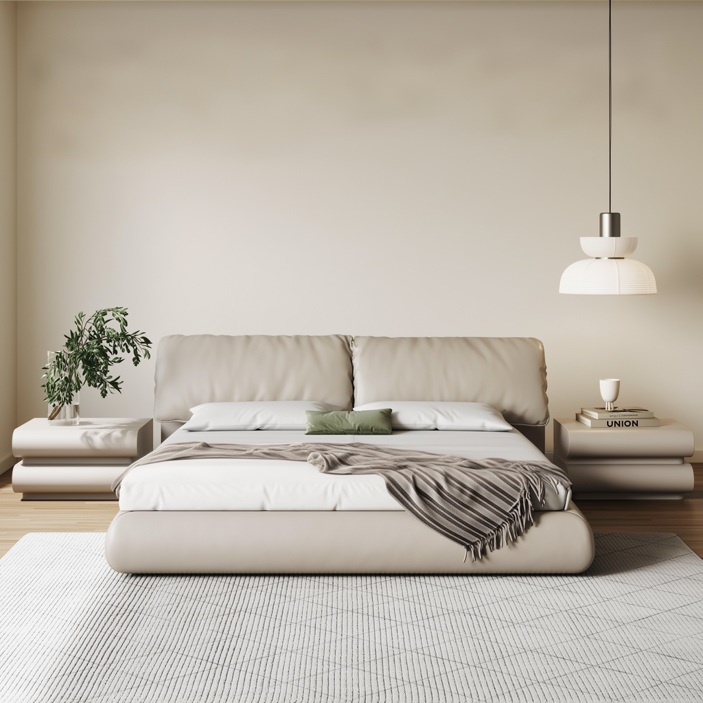 Butter Puff Leather Bed